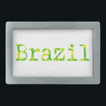 Brazil Green and Yellow Font Belt Buckle<br><div class="desc">Brazil in green and yellow typewriter font. Original design.</div>