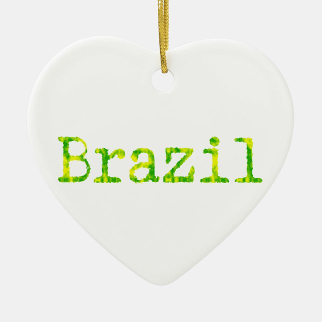Brazil Green and Yellow Font Ceramic Ornament (Front)