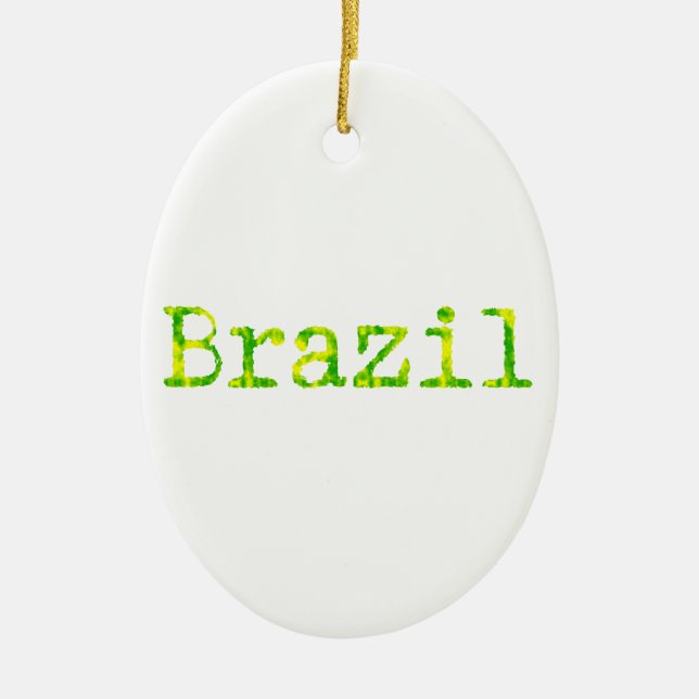 Brazil Green and Yellow Font Ceramic Ornament (Front)