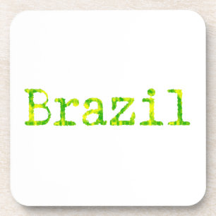 Brazil Green and Yellow Font Coaster