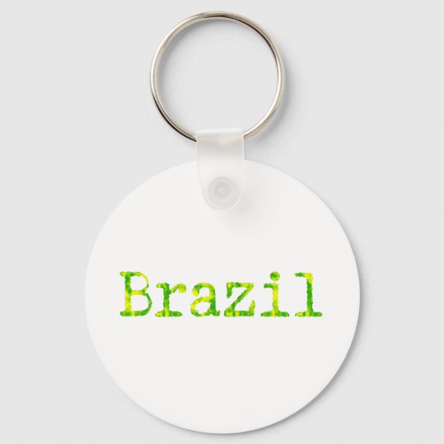 Brazil Green and Yellow Font Key Ring (Front)