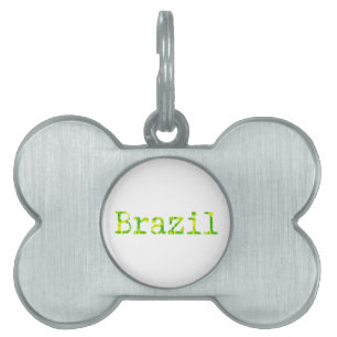 Brazil Green and Yellow Font Pet Tag