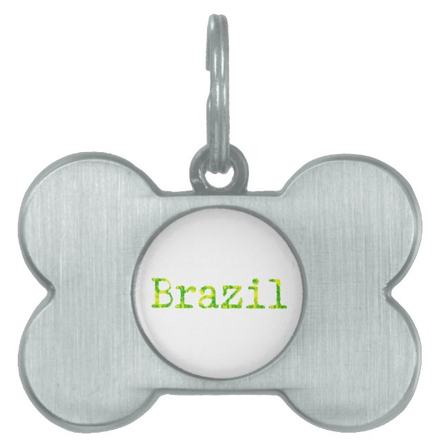 Brazil Green and Yellow Font Pet Tag (Front)