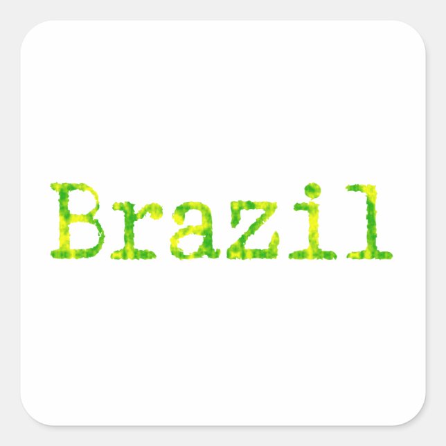 Brazil Green and Yellow Font Square Sticker (Front)