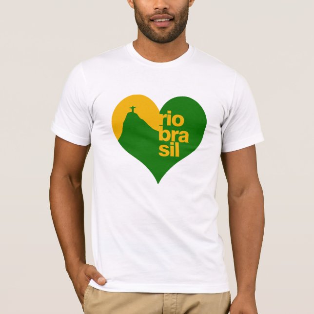 Brazil green yellow heart RJ T-Shirt (Front)