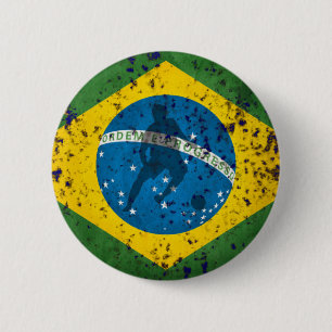 Brazil Grunge flag for Brazilians worldwide 6 Cm Round Badge