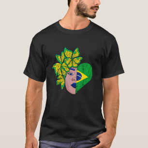 Brazil Half Heart Butterfly Brazilian Roots Brazil T-Shirt