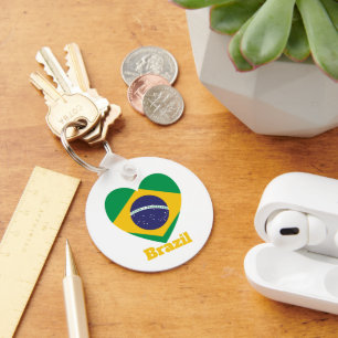Brazil Heart Flag Key Ring