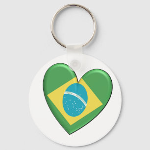 Brazil Heart Flag Key Ring