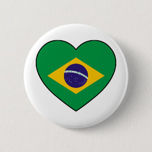Brazil Heart Soccer 6 Cm Round Badge