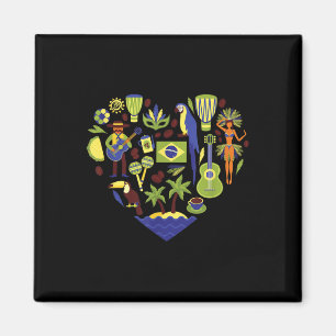 Brazil Heartbeat Soccer Beach Flag Cultural Displa Magnet