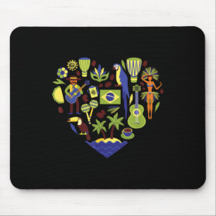 Brazil Heartbeat Soccer Beach Flag Cultural Displa Mouse Pad