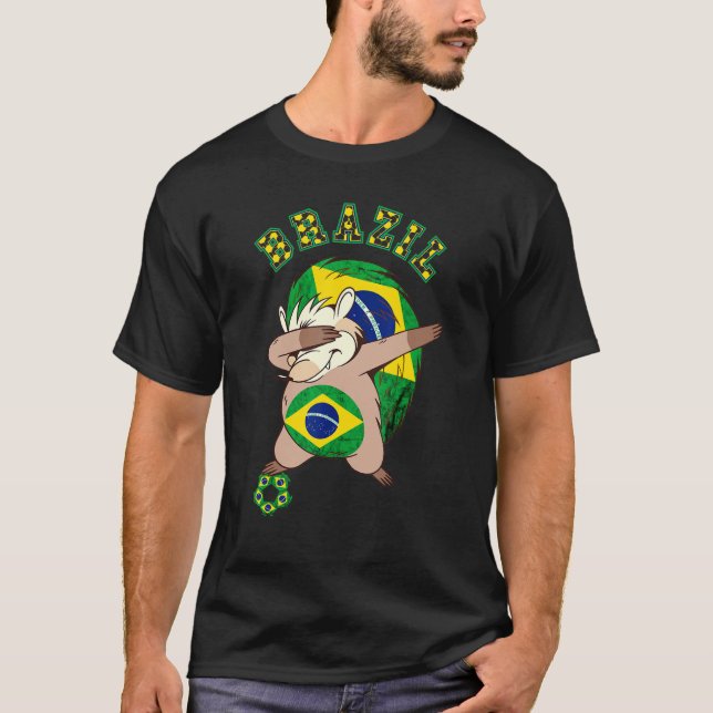 Brazil Hedgehog Brazilian Football Ball Player Bra T-Shirt (Front)