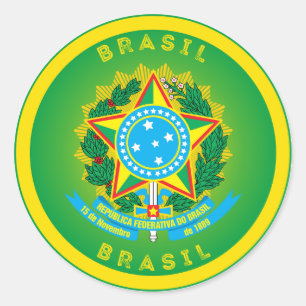 Brazil Heritage Emblem Classic Round Sticker
