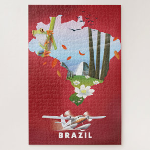 Brazil Illustrated travel poster. Jigsaw Puzzle