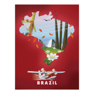 Brazil Illustrated travel poster. Poster