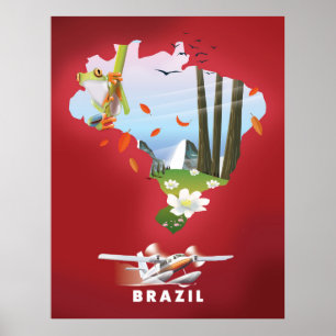 Brazil Illustrated travel poster. Poster