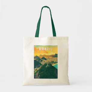 Brazil Illustration Travel Art Vintage Tote Bag