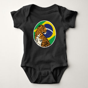 Brazil Jaguar Brazilian National Animal Flag Baby Bodysuit