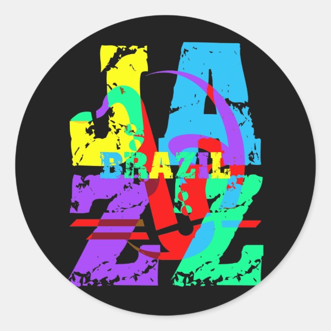 Brazil jazz classic round sticker (Front)