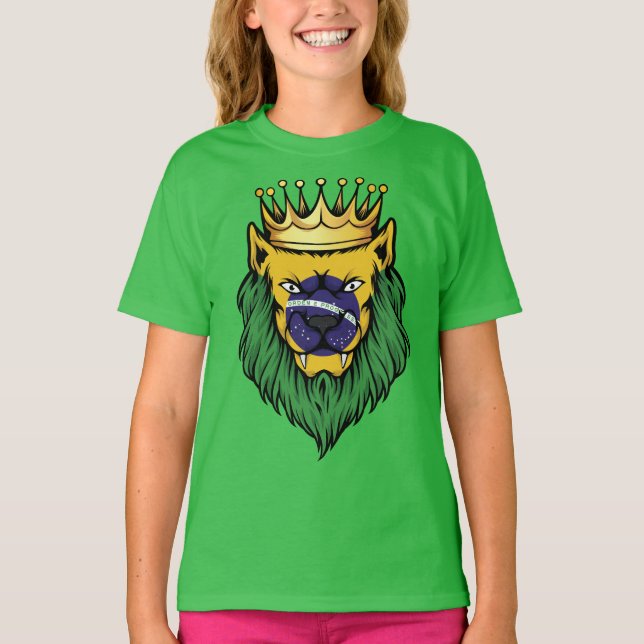 Brazil Lion King Flag T-Shirt (Front)