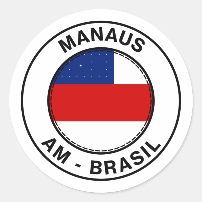 Brazil Manaus Amazonas AM Bandeira Stamp Classic Round Sticker (Front)
