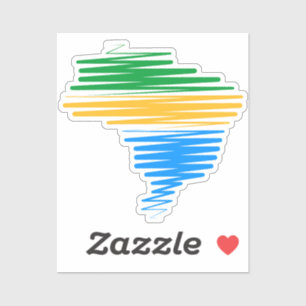 Brazil map border with brazilian flag colours