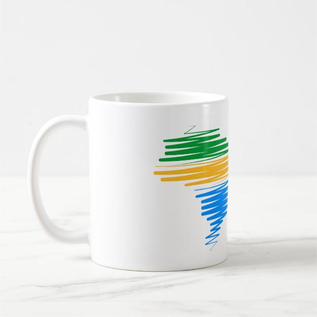 Brazil map border with brazilian flag colours coffee mug (Left)