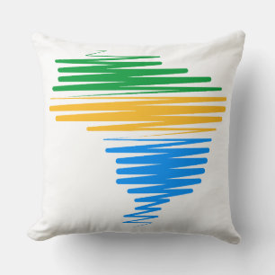 Brazil map border with brazilian flag colours cushion