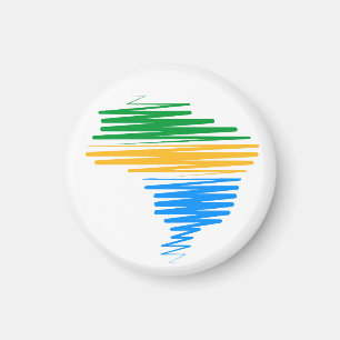 Brazil map border with brazilian flag colours magnet