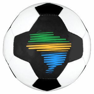 Brazil map border with brazilian flag colours soccer ball