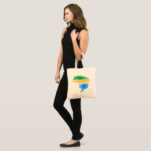 Brazil map border with brazilian flag colours tote bag