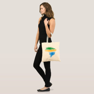 Brazil map border with brazilian flag colours tote bag