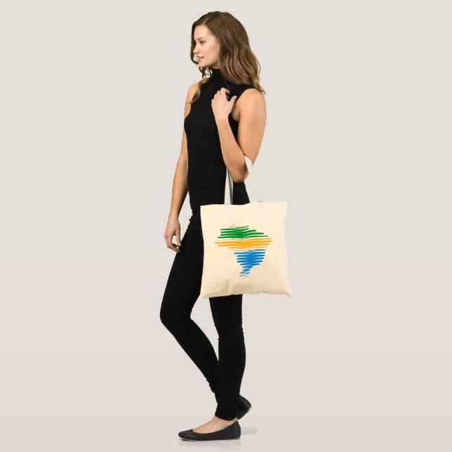 Brazil map border with brazilian flag colours tote bag (Front (Model))
