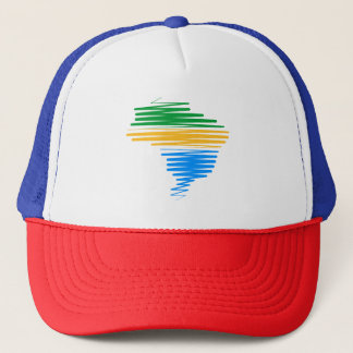 Brazil map border with brazilian flag colours trucker hat