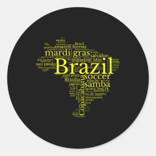 Brazil Map Brazilian Soccer Copacana Brasil Men Wo Classic Round Sticker