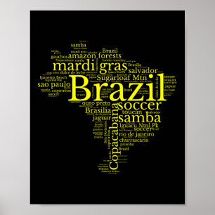 Brazil Map Brazilian Soccer Copacana Brasil Men Wo Poster