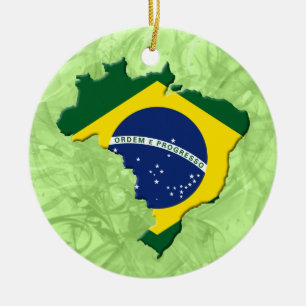 Brazil map ceramic tree decoration