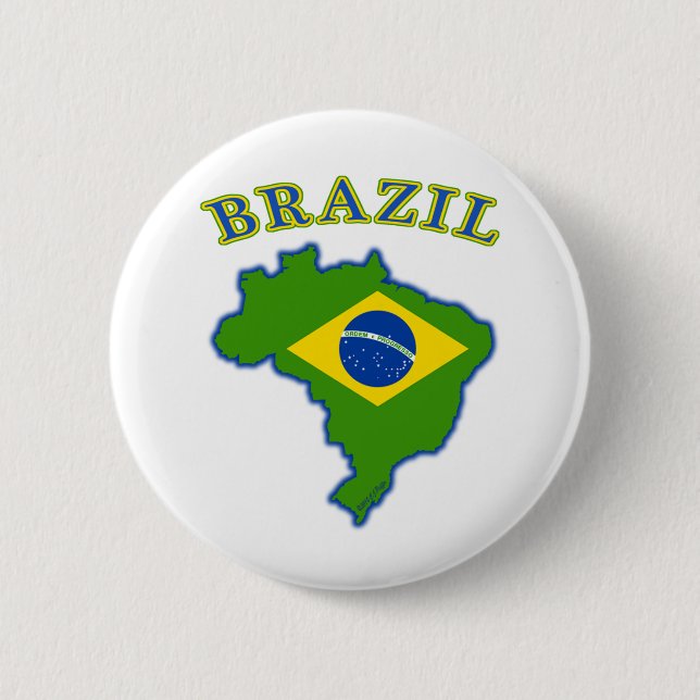 BRAZIl Map/Flag 6 Cm Round Badge (Front)