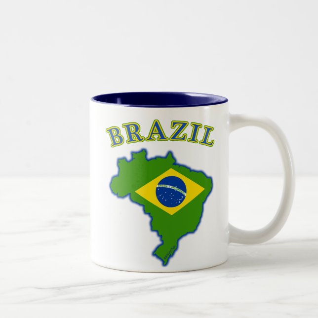 BRAZIl Map/Flag Two-Tone Coffee Mug (Right)