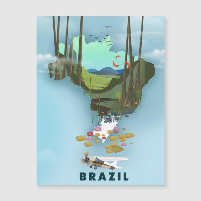 Brazil map Illustrated travel poster (Front)