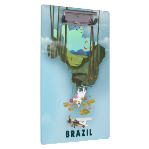 Brazil map Illustrated travel poster Clipboard