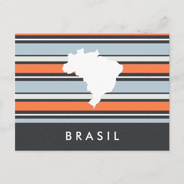 Brazil Map: Modern Stripes Postcard (Front)