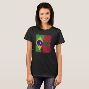 Brazil Morocco Half Flag Brazilian Moroccan  T-Shirt