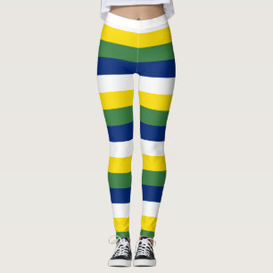 Brazil National Flag Colours Horizontal Striped Leggings