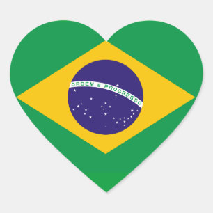 Brazil National Flag Heart Sticker