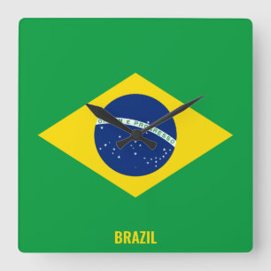 Brazil National Flag Patriotic Square Wall Clock