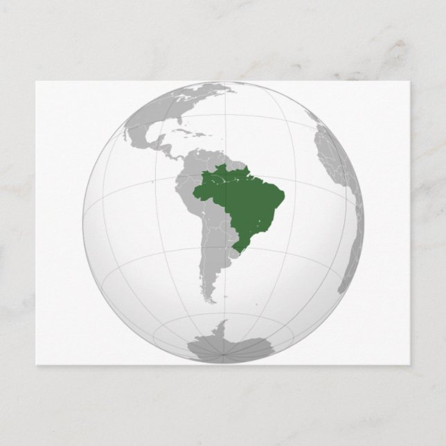 Brazil (orthographic projection) postcard (Front)
