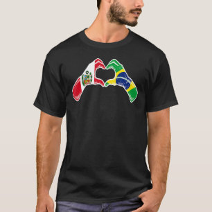 Brazil Peru Flag Brazilian Peruvian Heart T-Shirt
