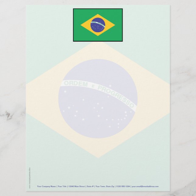 Brazil Plain Flag Personalised Letterhead (Front)
